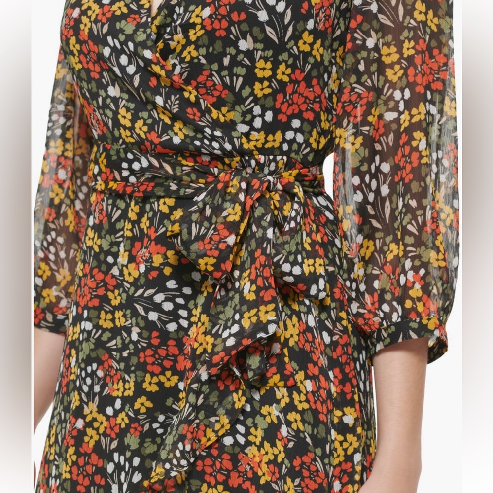 Karl Lagerfield floral chiffon A line mini dress NWT‎ 12 - Picture 3 of 4